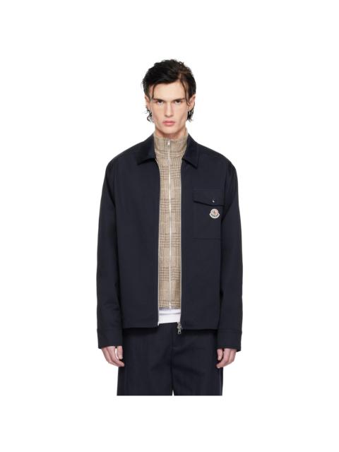 Moncler Navy Cotton Gabardine Zip-Up Jacket
