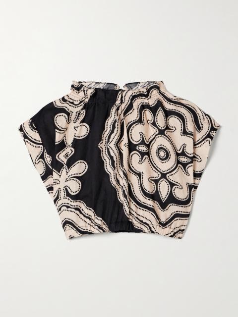 lemlem Muna Cropped Printed Linen Top