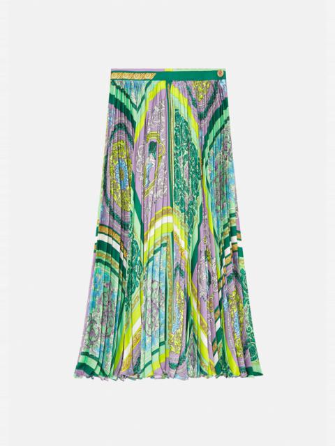 Barocco Mosaic Print Pleated Midi Skirt