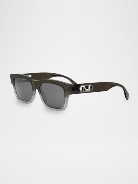 FENDI Men's O'Lock Acetate Rectangle Sunglasses
