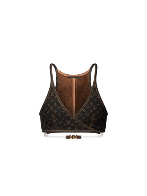 Louis Vuitton Monogram Denim Cross-Over Crop Top
