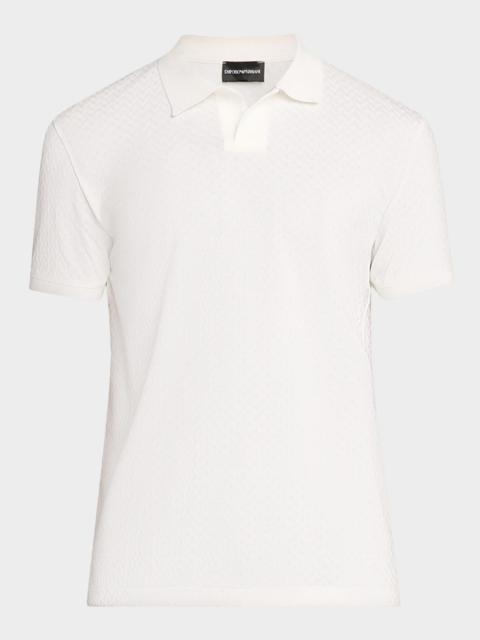 EMPORIO ARMANI Men's Micro-Geometric Jacquard Polo Shirt