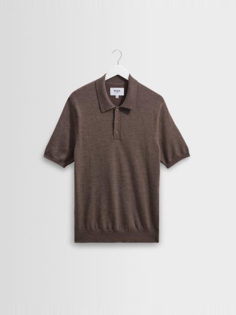 Wax London Naples - Brown Marl Worsted Wool Knitted Polo