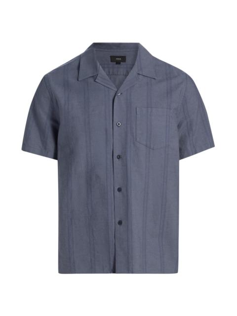Vince Men's Cove Striped Cotton-Hemp Camp Shirt - Neue Blue