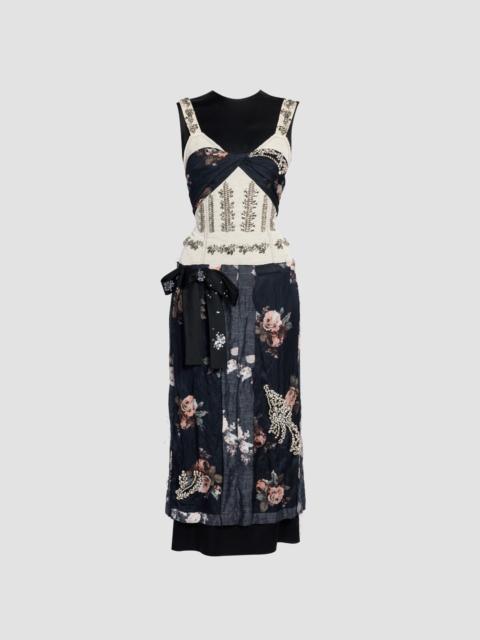 Erdem EMBROIDERED CADY SLEEVELESS MIDI DRESS