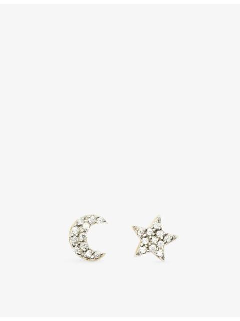MISSOMA Pave Star Moon 18ct Yellow Gold Vermeil And Cubic Zirconia Stud Earrings