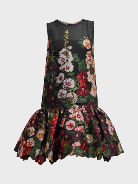 Hollyhocks Embroidered Drop-Waist Fil Coupe Mini Dress