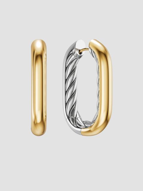 DAVID YURMAN Women's DY Madison Smooth Hoop Earrings in Sterling Silver with 14K Yellow Gold, 29.5MM - Silver Mul