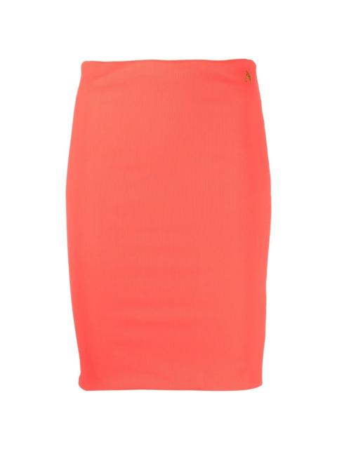 THE ATTICO crystal-logo ribbed skirt