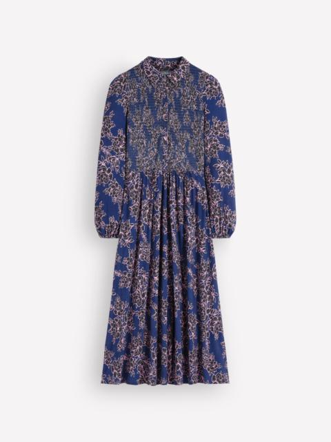 BODEN Smocked Jersey Dress-Denim Blue, Enchanted Peony