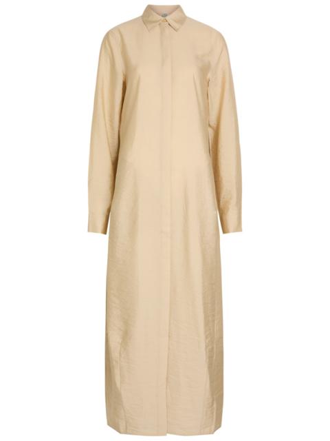 TOTEME Toteme Crinkled Silk-blend Maxi Shirt Dress