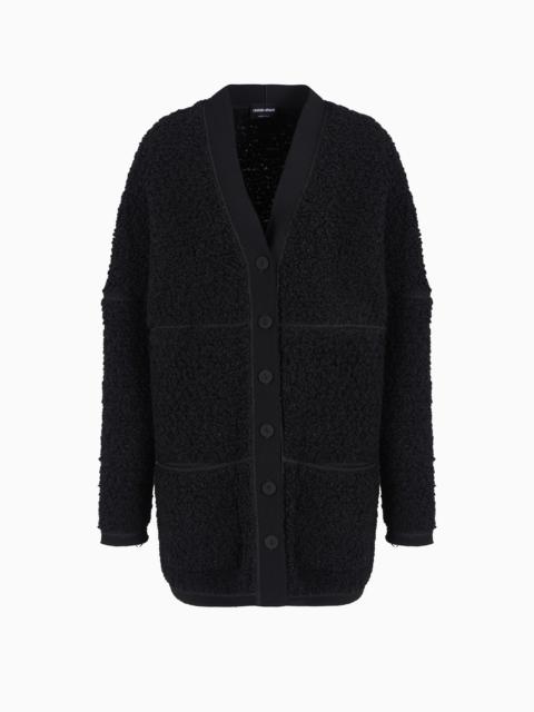 GIORGIO ARMANI Long bouclé-effect wool-jersey cardigan