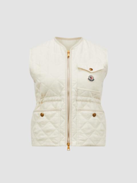 Moncler Vigny Diamond-Quilted Padded Linen Vest