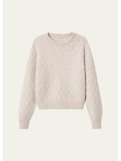 Lafayette 148 New York Cable-Knit Swarovski Crystal Sweater