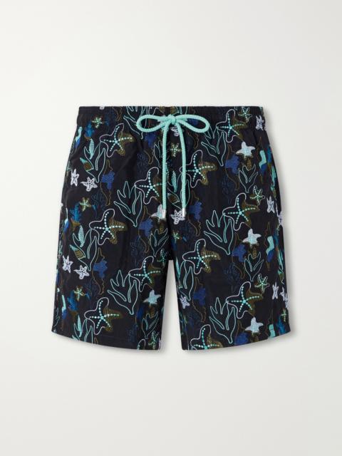 Vilebrequin Mistral Straight-Leg Mid-Length Embroidered Recycled Swim Shorts