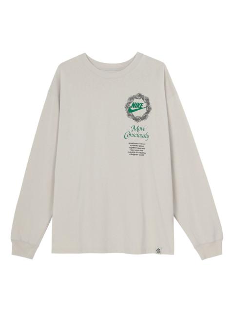 Nike Men's Nike Sportswear Alphabet Printing Long Sleeves Autumn Light Bone T-Shirt DN5141-072