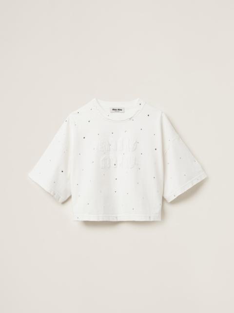 Miu Miu Cotton T-shirt with crystals