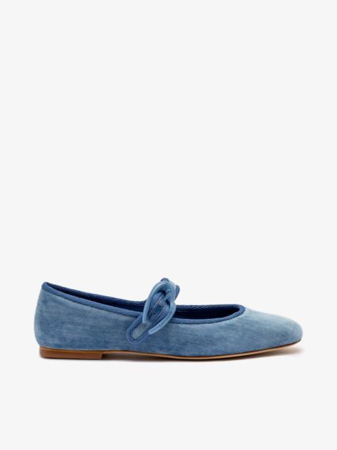 Larroudé Verona Ballet Flat In French Blue Velvet