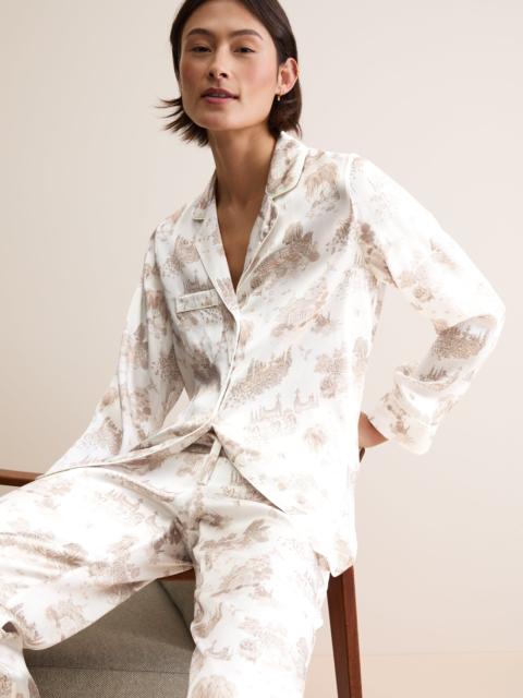 Derek Rose Women's Silk Pajamas London Toile Ivory