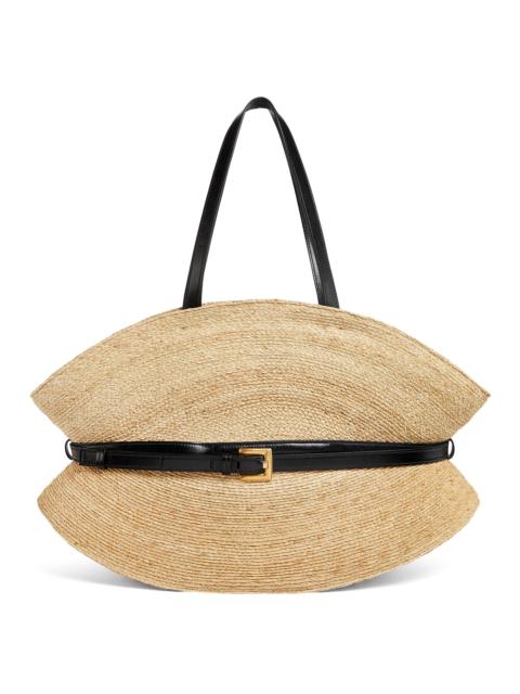 Balmain Women's Large Shuffle Raffia Tote Bag - Noir Natural