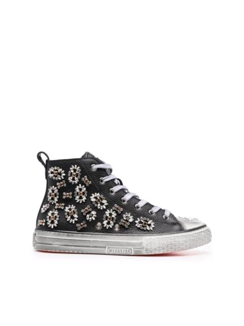 PHILIPP PLEIN Megastar crystal-embellished high-top sneakers