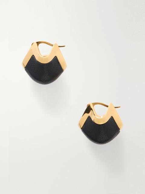 KHAITE Lotus Gold-plated And Leather Drop Earrings