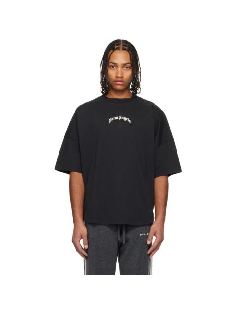Palm Angels Black Curved Logo Over T-shirt