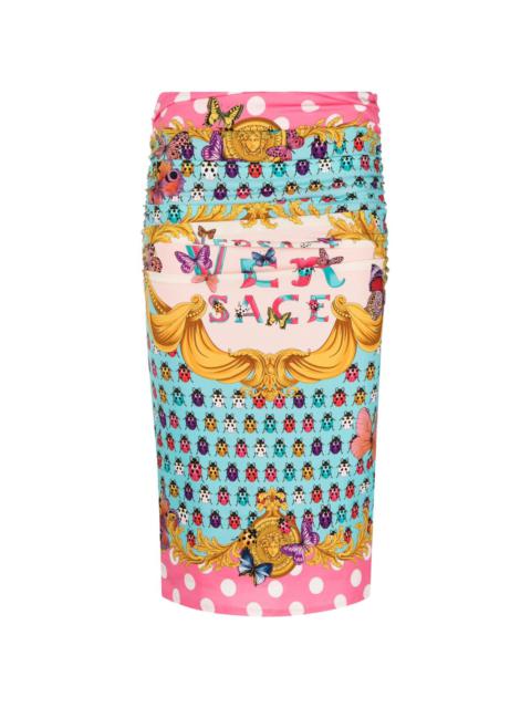 VERSACE x Dua Lipa Butterflies-print pencil skirt