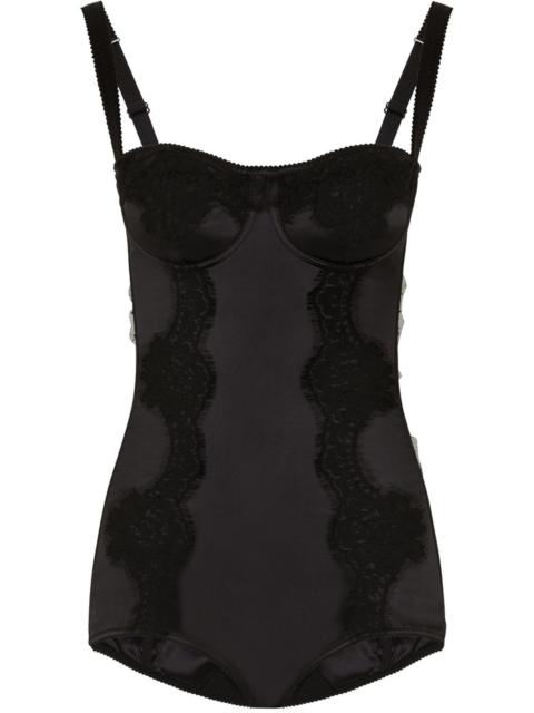 Dolce & Gabbana Black Lace Balconette Bodysuit