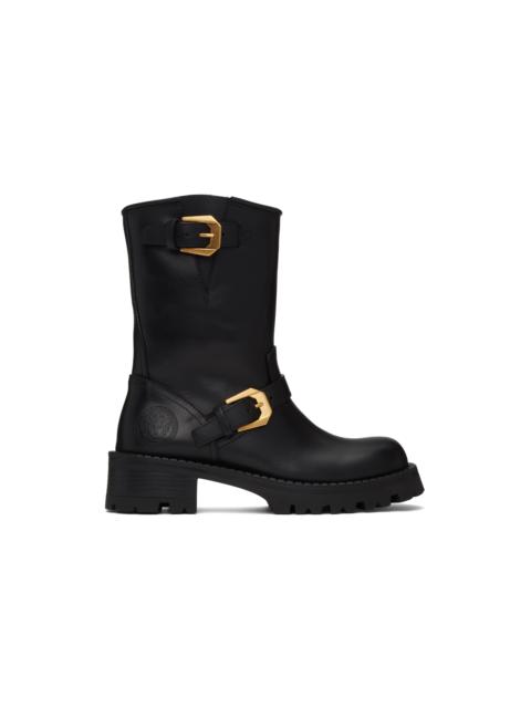VERSACE Black Buckled Boots