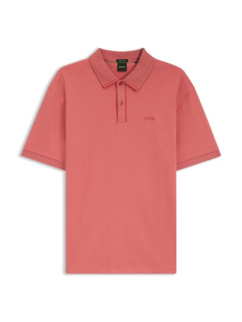 BOSS STRIPED-TRIM POLO SHIRT IN INTERLOCK COTTON