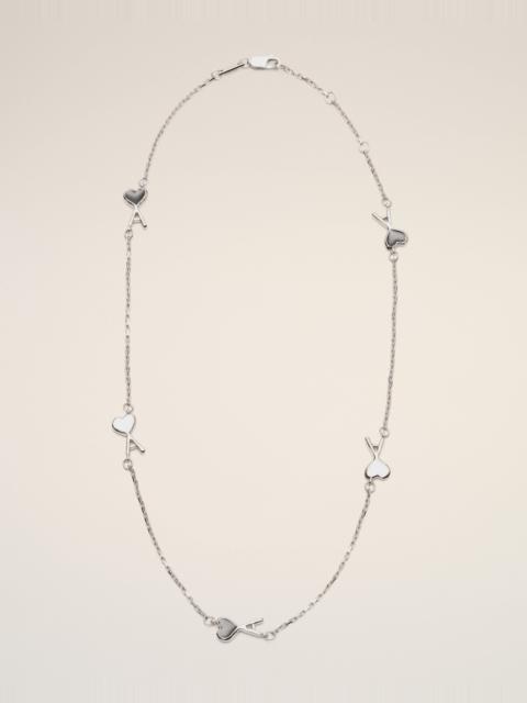 AMI Paris SILVER BRASS NECKLACE WITH HAMMERED AMI DE COEUR