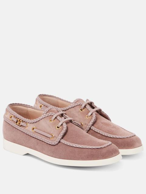 Valentino 스낵 바 도로 suede 배 신발