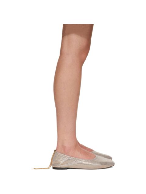 Stella McCartney Gold Shiny Dotted Chamois Chain Flats