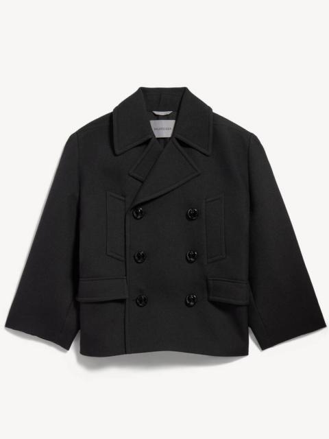 BALENCIAGA Men's Short Peacoat in Black