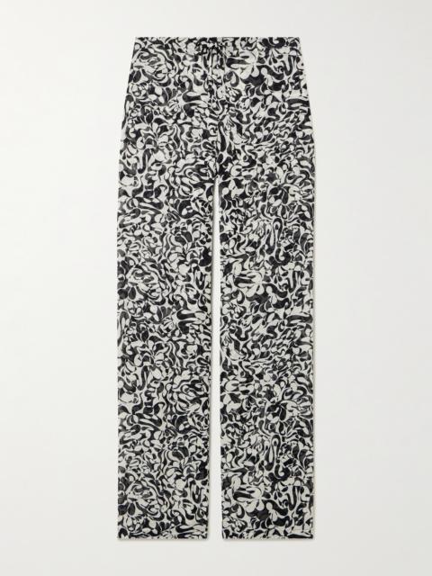 Dries Van Noten Printed Chiffon Straight-leg Pants