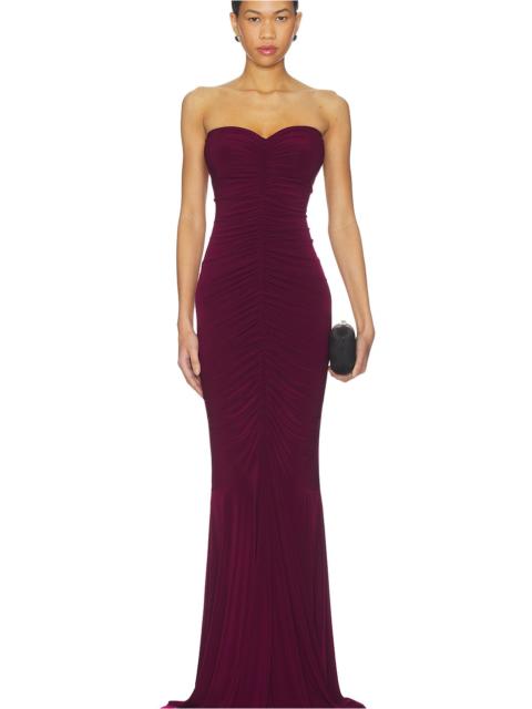 NORMA KAMALI x REVOLVE Strapless Shirred Front Fishtail Gown