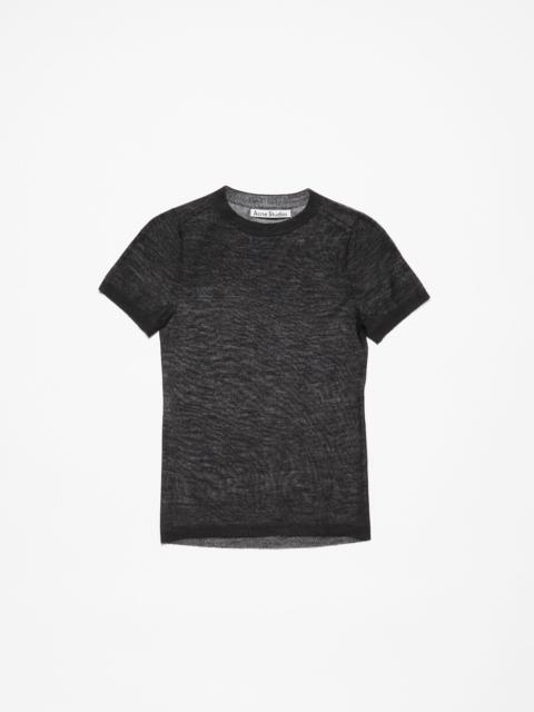 Sheer knit t-shirt - Black