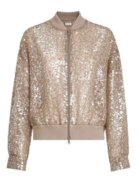 Brunello Cucinelli sequin-embroidery bomber jacket