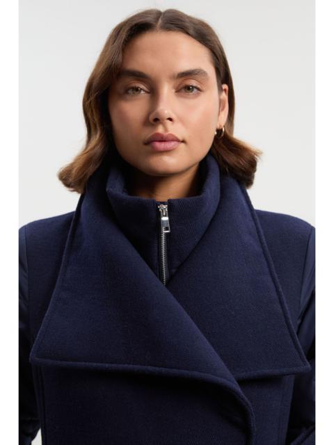 KAREN MILLEN Wool Blend Hybrid Puffer Belted Midi Coat