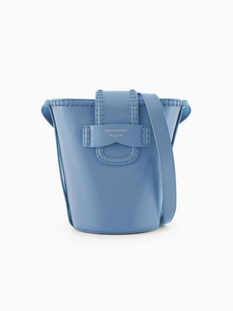 EMPORIO ARMANI Leather bucket shoulder bag with Icon strap