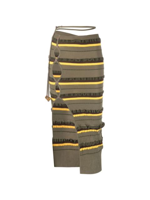 JACQUEMUS ribbed-knit striped midi skirt