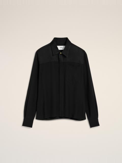 AMI Paris BLACK CONTRASTED TOP LONG SLEEVE SHIRT