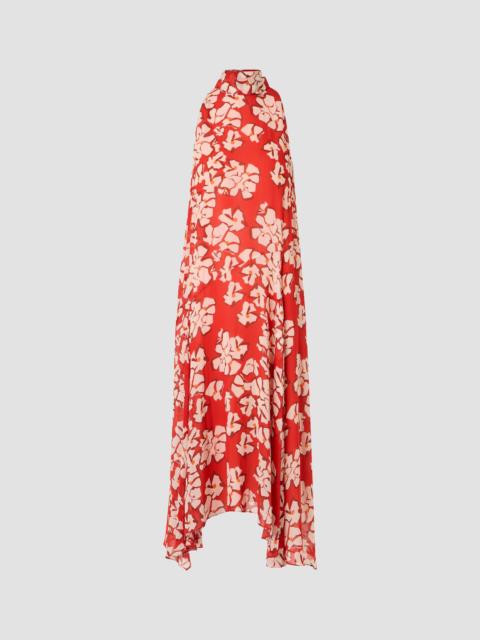 AKRIS Women's Floral Georgette Handkerchief Midi Dress - Red Cream