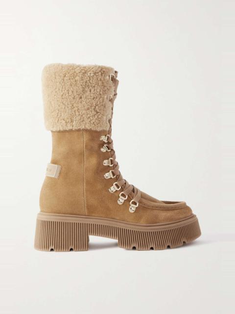 Turin shearling-trimmed suede boots
