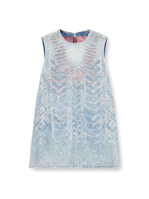 Diesel MINI DRESS IN MICROSTONE DEVORÉ DENIM