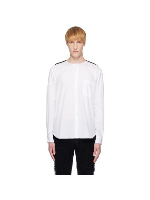 Comme des Garçons Homme Plus White & Black Broad & Tulle Cotton Cloth Collarless Shirt