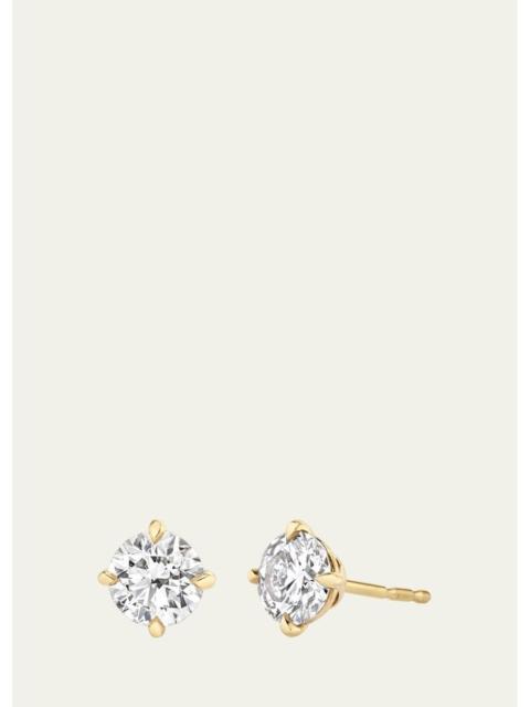 VRAI 14K Gold Brilliant Round Solitaire Lab Grown Diamond Stud Earrings, 3.00tcw