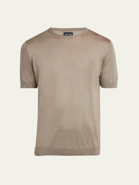 GIORGIO ARMANI Men's Silk-Cotton Crew T-Shirt