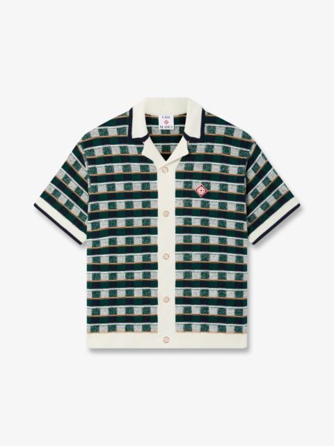 CASABLANCA Green Crochet Mosaic Short Sleeve Shirt | Casablanca Paris